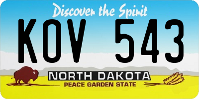ND license plate KOV543