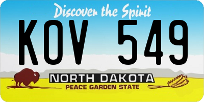 ND license plate KOV549