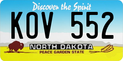 ND license plate KOV552