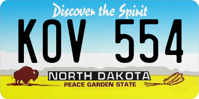 ND license plate KOV554