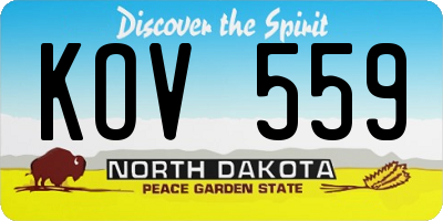ND license plate KOV559