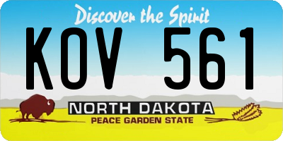 ND license plate KOV561