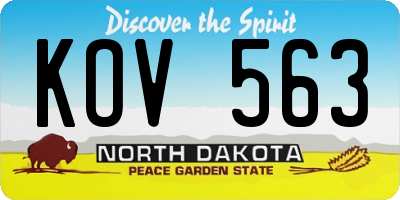 ND license plate KOV563