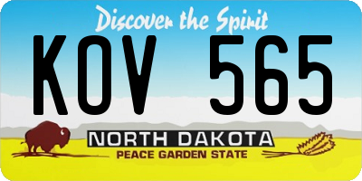 ND license plate KOV565
