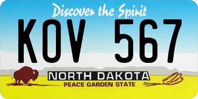 ND license plate KOV567
