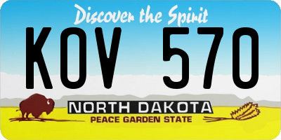 ND license plate KOV570