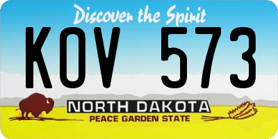 ND license plate KOV573