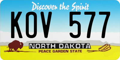 ND license plate KOV577