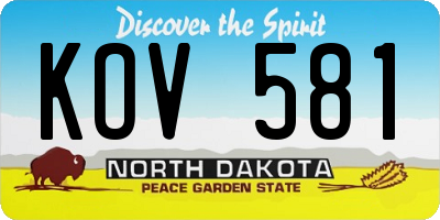 ND license plate KOV581