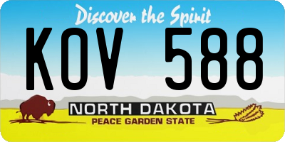 ND license plate KOV588