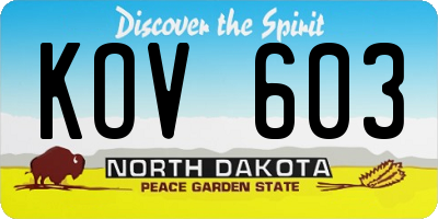 ND license plate KOV603