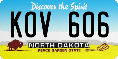 ND license plate KOV606