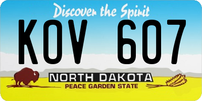 ND license plate KOV607