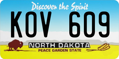ND license plate KOV609