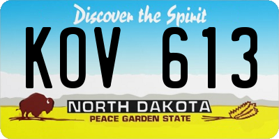 ND license plate KOV613