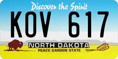 ND license plate KOV617