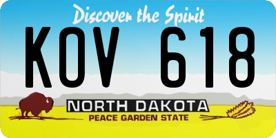 ND license plate KOV618