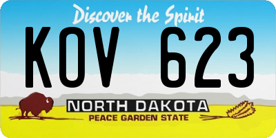 ND license plate KOV623