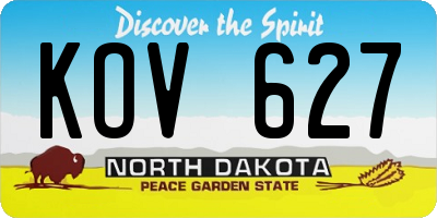 ND license plate KOV627