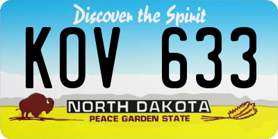 ND license plate KOV633