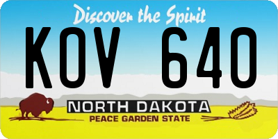 ND license plate KOV640