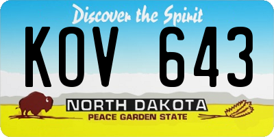 ND license plate KOV643