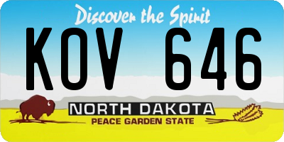 ND license plate KOV646