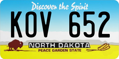 ND license plate KOV652