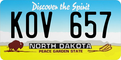 ND license plate KOV657