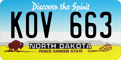 ND license plate KOV663