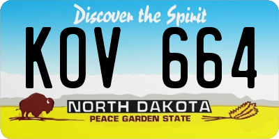 ND license plate KOV664
