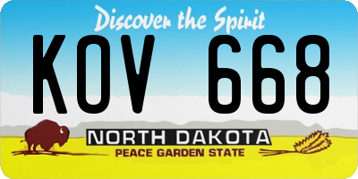 ND license plate KOV668