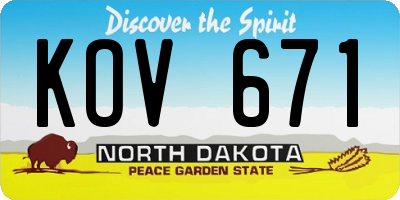 ND license plate KOV671