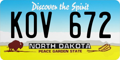 ND license plate KOV672