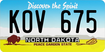 ND license plate KOV675