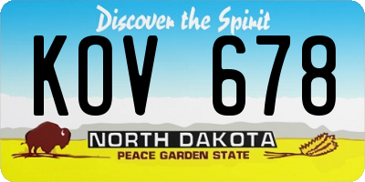 ND license plate KOV678