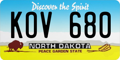 ND license plate KOV680