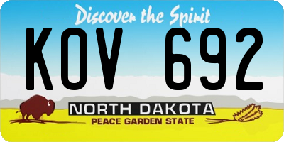 ND license plate KOV692