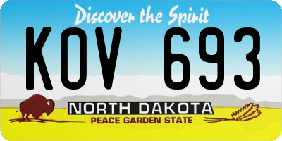 ND license plate KOV693