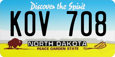 ND license plate KOV708