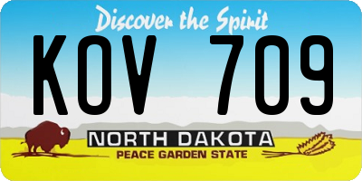 ND license plate KOV709