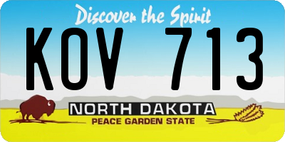 ND license plate KOV713