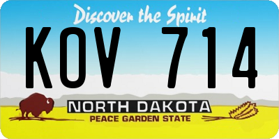 ND license plate KOV714