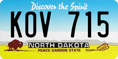 ND license plate KOV715