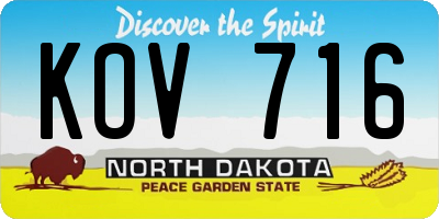 ND license plate KOV716