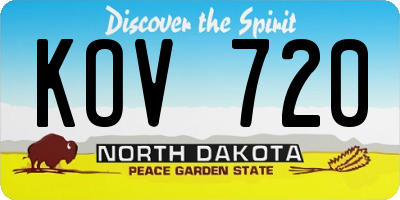 ND license plate KOV720