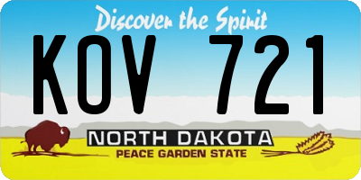 ND license plate KOV721