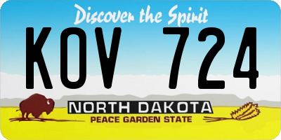 ND license plate KOV724