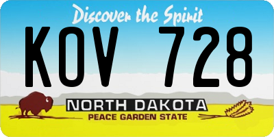 ND license plate KOV728