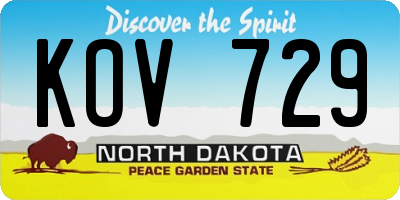 ND license plate KOV729